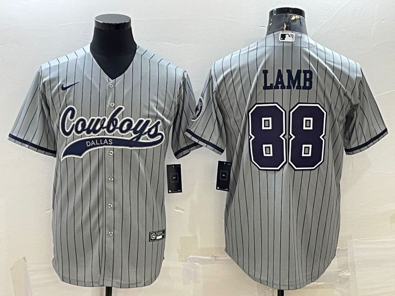 Men Dallas Cowboys #88 Lamb Grey Stripe 2022 Nike Co branded NFL Jerseys